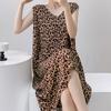 Camisón de seda de algodón para mujer, suelto, largo medio, sin mangas, para uso doméstico, pijama con espalda descubierta y falda con escote en V doble