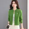 26 Cárdigan de Punto Trenzado Cuello Redondo para Mujer Otoño Invierno Corto Holgado Decoración con Broche Metálico Chaqueta Suéter Top