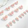 24 piezas de uñas postizas hechas a mano estilo francés con borde blanco simple, puntas de uñas en forma de almendra, producto popular transfronterizo, puntas de uñas postizas al por mayor