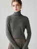 Suéter de cachemira de una pieza sin costuras de cuello alto para mujer, suave y acogedor, jersey de punto holgado de cuello alto, suéter base