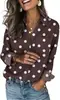 Camisa Feminina Europeia e Americana Solta com Lapela Manga Longa de Botão Único Temperamento Casual Versátil para o Dia a Dia