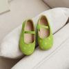 Sapatos de Couro para Meninas para Uso Externo Primavera e Outono Novos Sapatilhas Redondas Pequenas Sapatilhas de Menina Princesa Bebê Menina Bolinhas Dopamina