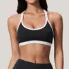 Ropa deportiva de yoga transfronteriza con cuello halter, top sin mangas, sujetador deportivo sexy europeo y americano, top de tirantes con bloques de color para Pilates
