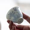 Taza de té de ola marina tallada en relieve pintada a mano pura, taza para degustación de té, hogar, Taza Maestra, Taza Individual, cerámica de teja, juego de té kung fu, taza de té pequeña