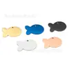 Acero Inoxidable Personalidad de Mascota Perro Láser Tallado en Blanco Forma de Pez Gato Marca Collar de Metal Joyería Tarjeta de Identidad de Gato