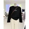 Camiseta de manga corta para mujer, estilo nuevo 2026, con cuello redondo, moderna, versátil, elegante y adelgazante, hecha de algodón 100% acanalado, perfecta para otoño