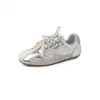 Zapatos de Boca Profunda de Moda Primavera 2026 con Diseño de Encaje Patchwork con Cordones, Cómodos Zapatos Casuales para Mujer con Tacón Oculto de Piel de Cerdo