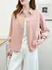Camisa de manga larga cepillada para mujer, colección otoño/invierno 2026, tela gruesa, calidad de exportación, estilo coreano, top casual de algodón puro de alta calidad
