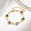 Stock Listo del Fabricante Pulsera de Cadena Hecha a Mano de Trébol de Cuatro Hojas de 9 mm Chapado en Oro Real de 18 Quilates Diseño de Lujo Accesible Sin Decoloración Elegante