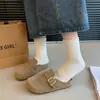 Sandalias slip-on estilo retro francés, zapatos de mujer estilo Birkenstock, nueva moda de otoño, versátiles y cómodos para usar al aire libre, pantuflas de suela gruesa