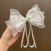 Estilo Super Hada Encaje Organza Multi-Capa Lazo Pinza Primavera Cinta Perla Elegante Estilo Mori Dama Accesorios para el Cabello Pasador