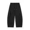 Calça Cargo Patchwork Desconstruída Retro Japonesa Ru Meng com Cordão para Homem Outono Silhueta Solta Perna Reta Calças Casuais