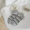 Calcetines de Rayas para Mujer, Calcetines de Media Pantorrilla, Estilo Primavera y Verano, Calcetines Finos de Algodón, Malla Transpirable, Estilo Coreano, Etiqueta de Tela, Calcetines Cortos de Moda