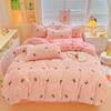 Novedad 2025 Estilo Pequeño Fresco Agradable a la Piel y Cómodo Set de Cuatro Piezas Estampado de Piel de Conejo para Hogar Dormitorio Cama Sábanas de Cama y Funda de Edredón Set de Tres Piezas