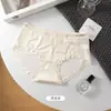 Calcinhas de Cetim com Renda Sexy Estilo Francês para Mulheres, Vazadas Semitransparentes que Moldam o Quadril Cintura Média de Seda