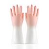 Guantes blancos de dos colores para lavar platos, guantes de cocina para mujer, de látex, impermeables, de plástico y goma, para tareas del hogar.