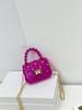 Bolsa de gelatina feminina primavera e verão 2023 bolsa de doces de diamante bolsa de pvc redonda com contas coloridas bolsa infantil portátil bolsa de ombro bolsa transversal