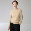 Nuevo suéter de cachemira de manga larga con cuello medio para otoño para mujer, de punto versátil de corte holgado, capa base, top cálido de alta gama