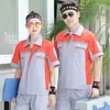 Ropa de Trabajo de Manga Corta de Verano para Hombres y Mujeres, Ropa de Trabajo de Verano a Bloques de Color Color Caramelo de Cuarta Generación, Uniformes a Bloques de Color para Talleres de Reparación de Automóviles