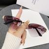 Gafas de Sol Ojo de Gato Europeas y Americanas Nuevas de Corte al Borde sin Montura para Mujer, Sensación de Alta Gama, Letra Metálica, Celebración en Internet, Armazón Pequeño, Gafas de Sol de Moda