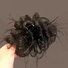 Elegante Cyber Celebrity Bead Clip Retro Estilo Francês Bow Hairpin Advanced Sense Satin Pearl Shark Clip Headwear
