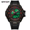 Relógio Sanda Fashion com Duplo Display para Homens com Calendário, Despertador, Esportivo Multifuncional, Eletrônico Trendy para Jovens, Venda Direta da Fábrica