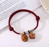 Nuevo Pulsera de Hebilla de Paz Estilo Chino, Pulsera de Hilo Rojo, Pulsera de Madera de Durazno para Hombres y Mujeres, Regalo para Mejores Amigos en su Año Zodiacal, Pulsera Protectora