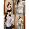 Suéter de punto trenzado rosa de manga larga para mujer, cuello en V medio abierto, ajuste ceñido, colección primavera 2026, para otoño e invierno