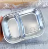 Plato de acero inoxidable 304 para comedores estudiantiles, charola para comida rápida, plato para servir de tres compartimentos, plato dividido grueso para comida rápida