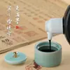 Prato de Tinta de Pedra Original Natural Bandeja de Tinta Cartucho de Tinta com Tampa para Caracteres Pequenos para Estudantes Tinta para Caligrafia Anti-evaporação e Anti-secagem