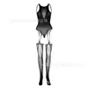 Exportação Europeia e Americana Uniforme Sexy de Lingerie Macacão Jacquard Macacão Aberto na Virilha com Cadarço Meias Exportação Novo Estilo W596