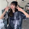 Camiseta de Manga Corta Tie-Dye de Mejor Amiga para Mujer Verano 2025 Nuevo Casual Holgado Estilo Coreano Estudiante Top de Largo Medio