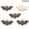 Accesorios para Joyería de Aleación con Goteo de Aceite DIY Colgantes de Mariposa Oscura Murciélago Pendientes Pendientes Pulsera Colgante W508