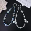 Corrente de Celular de Vidro Cristalino em Forma de Floco de Neve Estilo Luxo Leve, Pingente de Vida Marinha, Chaveiro Original DIY Anti-Perda para Bolsa