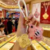 Cadena para Teléfono Móvil de Trébol de Cuatro Hojas Dorado 999 de la Suerte con Llavero de Dinero Concha de Agua Colgante Dorado Mismo Estilo como Regalo