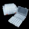 Caja Transparente de Plástico PP con 24 Compartimentos Caja para Joyería de Perlas Caja para Almacenamiento de Frijoles DIY Caja Organizadora para Piezas de Ferretería