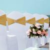 Alças de Flor com Laço para Encosto de Cadeira Capa Elástica para Cadeira de Hotel Casamento Camada Única Argola Personalizada Venda Quente Transfronteiriça Capa para Cadeira de Jantar Casamento