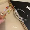 Pulseira aberta em formato de diamante colorida estilo coreano, delicada e doce, luxo leve, joias femininas de alta qualidade atacado