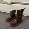 Botas Martin Nuevas Elegantes con Hebilla Otoño/Invierno 2026 para Mujer Versátiles de Gama Alta Suela Gruesa Botas de Media Caña con Felpa