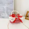Año Nuevo Año Nuevo Sobres Rojos Infantiles Lazo Perla Portátil Bordado Dibujos Animados Peluche Princesa Niña Bandolera Billetera para Monedas