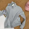 Sudadera casual de punto gofre floral gris para mujer, nueva de otoño, corte holgado, adelgazante, clásica, relajada, versátil, chaqueta con capucha y cremallera