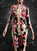 Body de Calavera con Flores Europeas y Americanas Nuevo para Halloween Estampado Digital 3D Disfraz de Una Pieza Cosplay para Adultos