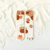 Meias de chão femininas meias de fleece de coral femininas inverno espessadas dispensando garra de gato casa pelúcia meias para dormir femininas meias de dormir femininas