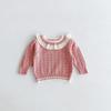 Suéter de princesa con cuello de loto hueco para niñas de 1 a 8 años, estilo coreano de otoño, traje de falda de punto