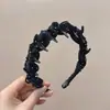 Diadema de Malla Retro Envolvente de Nicho para Mujer, Diadema de Gama Alta y Elegante con Pinza para el Cabello Antideslizante Dentada en la Parte Alta del Cráneo