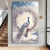 Pintura de diamante 5D nova com colagem completa, pintura de diamante completo para sala de estar, varanda vertical, pavão branco, pintura de tijolos em ponto cruz com colagem de diamante, pintura suspensa