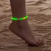 Tornozeleira Boho Colorida Luminosa de Coração de Pêssego com Contas de Camada Única Elástica para Mulheres Férias na Praia