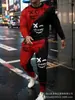 Conjunto de Moletom com Gola Redonda e Mangas Longas e Calça Jogger Casual Esportiva High Street Hip-Hop Americano Transfronteiriço Estampa Digital Masculino
