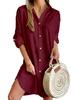 Transfronterizo 2026 Sitio Independiente Aliexpress Más Vendido Otoño Casual Manga Larga Cuello Camisero Botones Vestido Camisa Ropa para Mujer