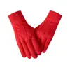Guantes de cuadros de color sólido transfronterizos para hombres y mujeres, cálidos de invierno, forrados de felpa, tejido grueso tipo lana, pantalla táctil, guantes de alta gama